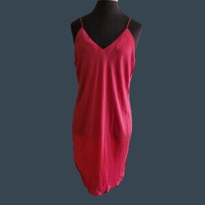 Valerie Stevens Pure Silk PinkChemise Spaghetti Straps Deep V-Back L
